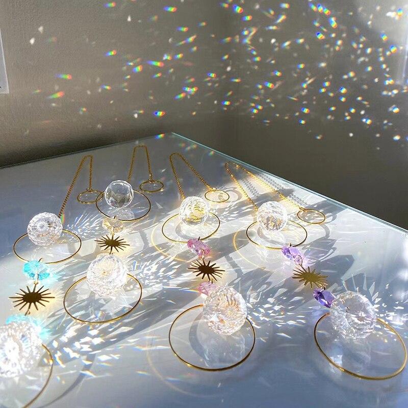 1pc Artificial Crystal Wall HangingSuitable For Weddings And Outdoors Sun Catcher Decorative Light And Shadow Wind Chime Pendant