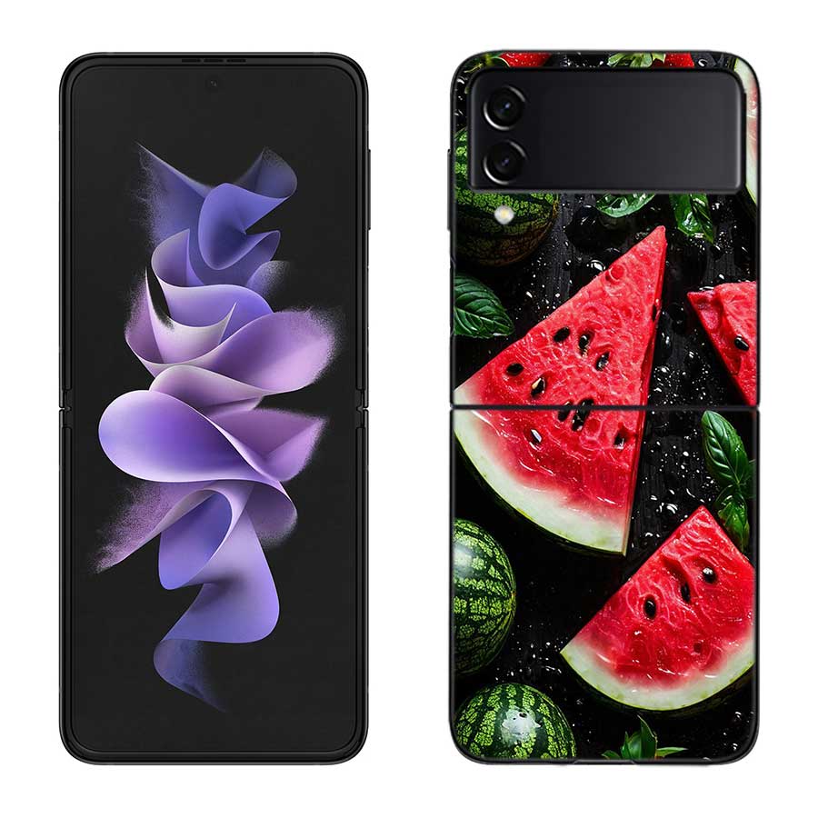 

Watermelon Summer Fruit Phone Case For Samsung Z Flip 7 6 5G Galaxy Z Flip 5 4 3 Black Hard Cell Cover Luxury PC Shell Coque Samsung Z Flip 4 5G