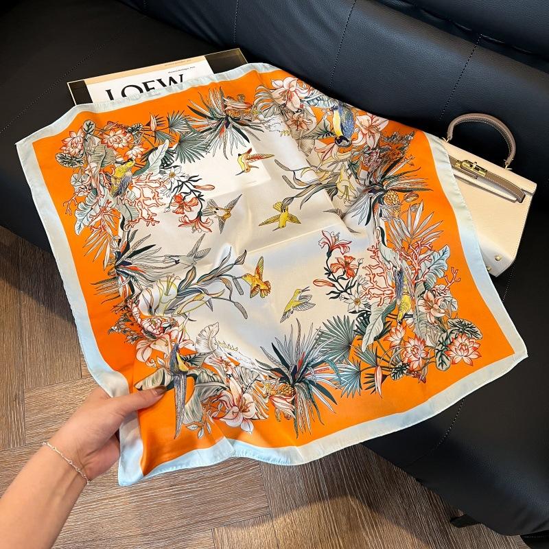 Mother's Day Silk Scarf Muse Festival Gift Simulation Silk Silk Scarf Premium Spring and Summer Square Scarf 71 Silk Decorative Small Scarf