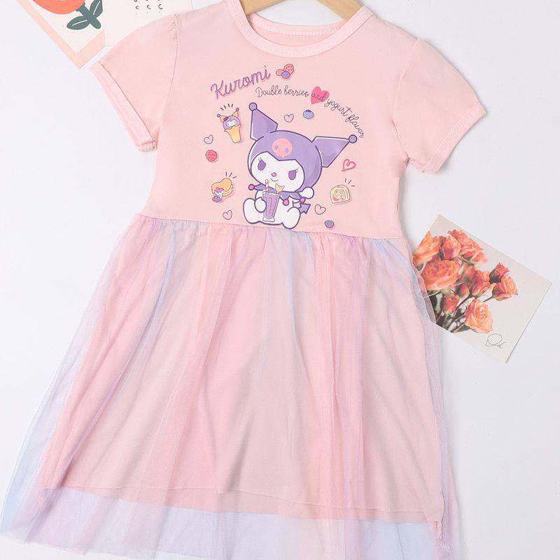 Girls' Stylish Kuromi & Melody Princess Summer Dress