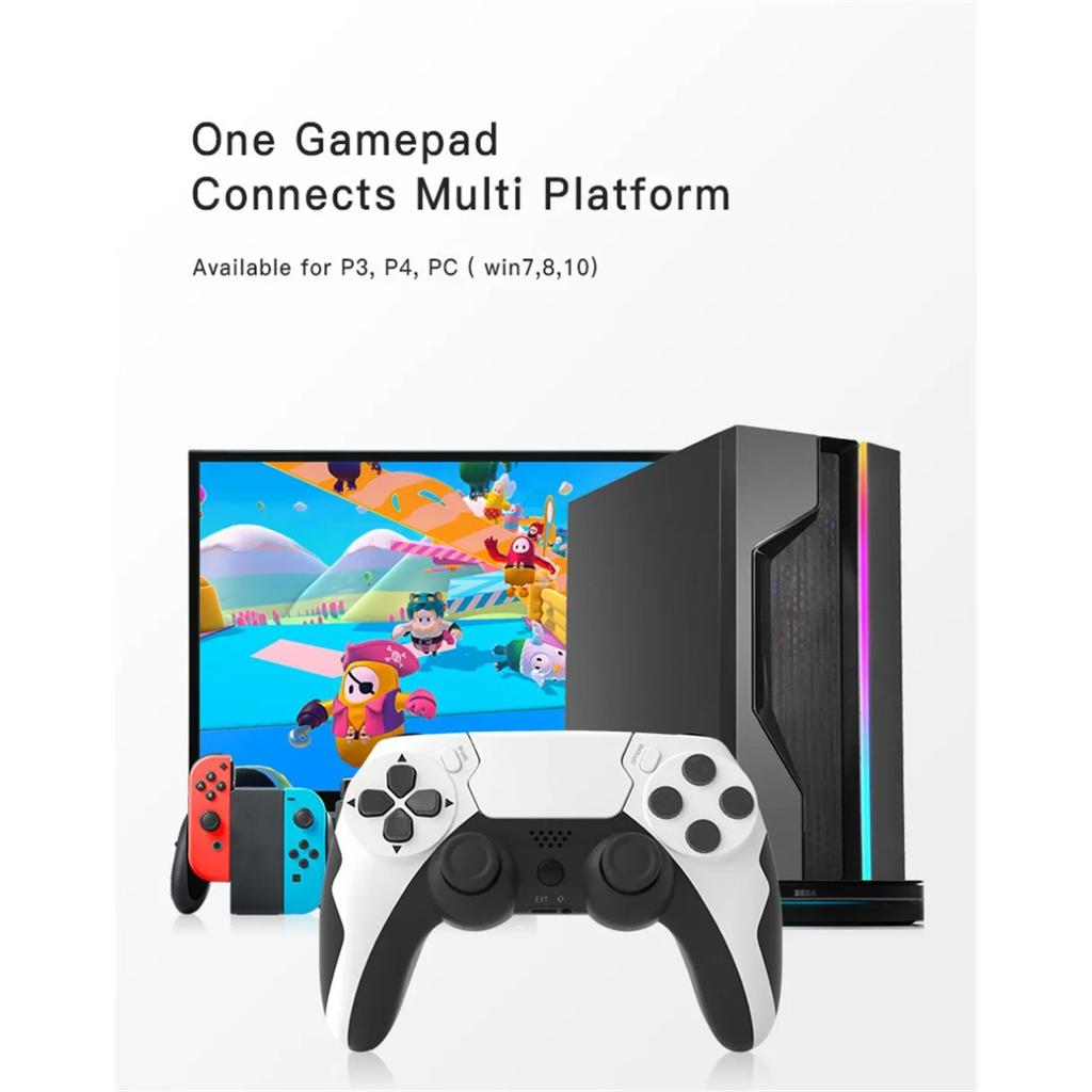 Wireless Controller BT Gamepad Double Vibration No Latency with Touchpad Microphone Earphone Port for PS4 PS3 PC