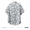 Men's White Black Marble Print Short Sleeve Shirt - Oversized Casual Streetwear Summer Button Up