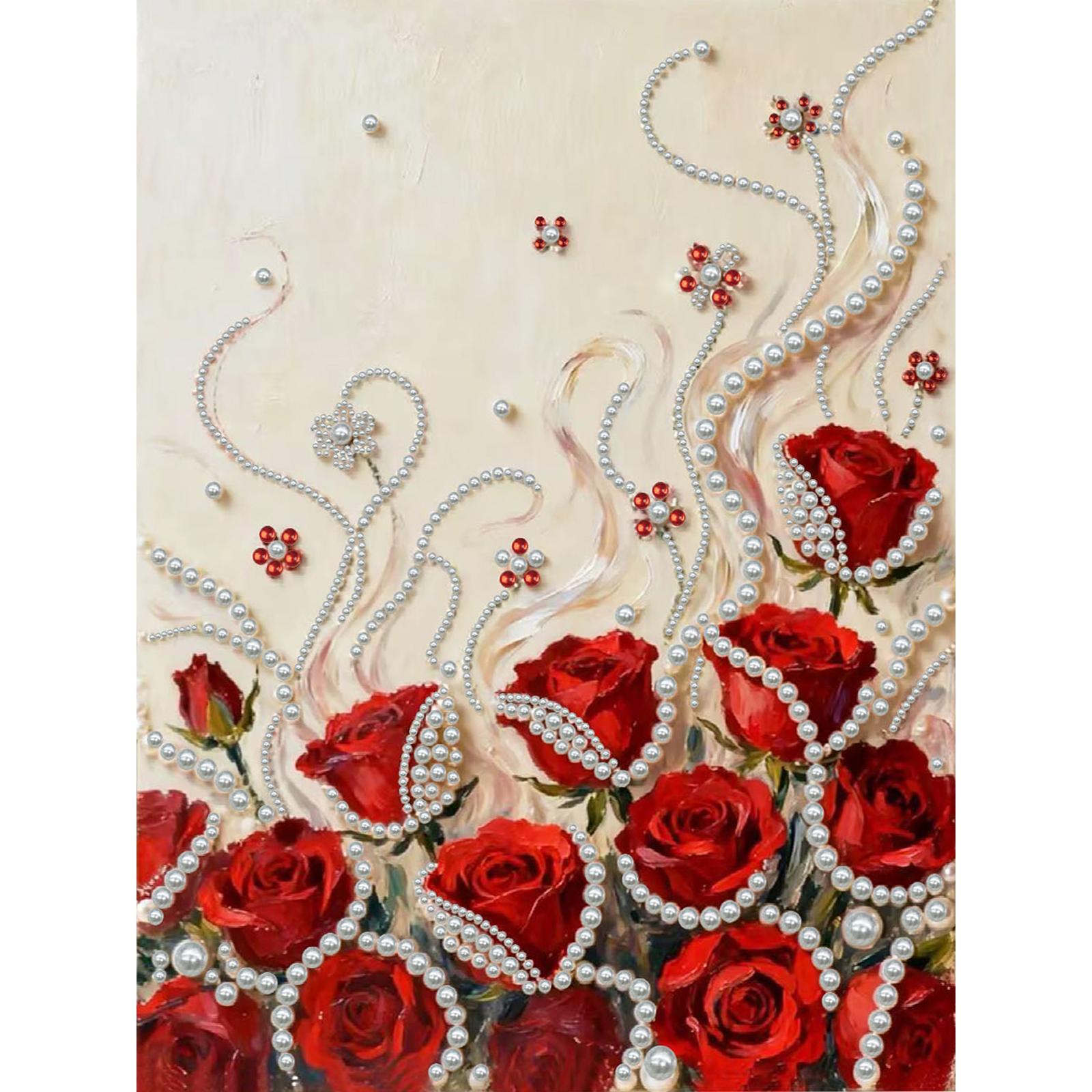 

DIY Pearl Diamond Art Kits with Frame 11.81x15.75in Diamond Painting Gem Art for Adults/Beginners Gift Idea Home Wall Decor ярко-розовый