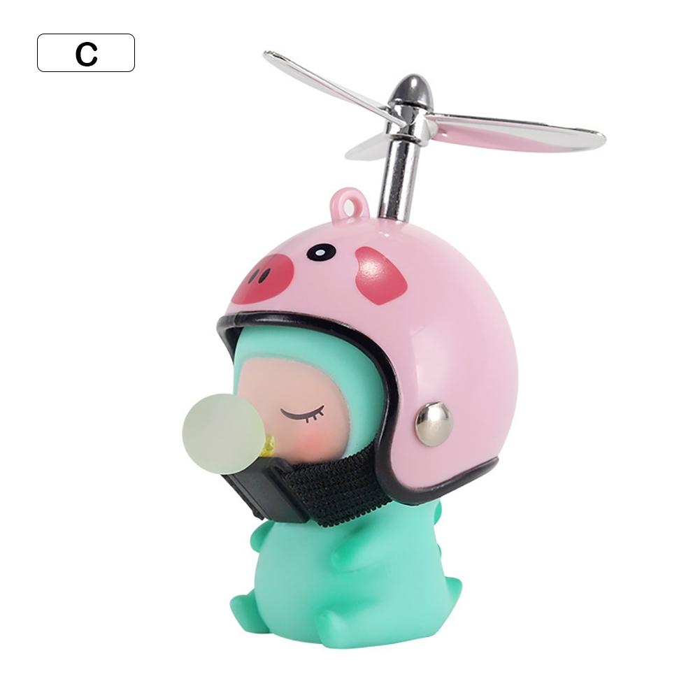 Cute Blow Bubbles Dinosaur with Helmet Blue Pink Motorcycle Bicycle Ornament Cycling Decoration Anime Car Accessories Interior