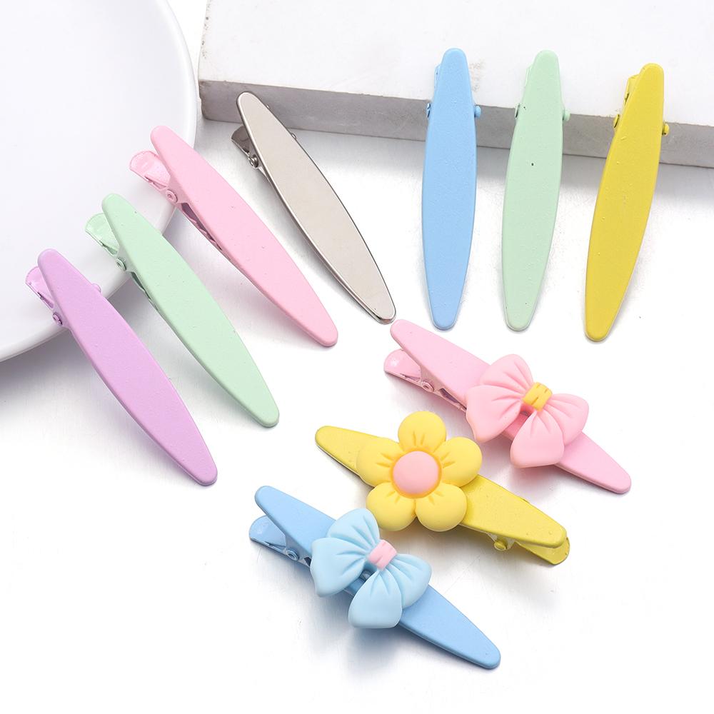 20pcs Metal Hair Clips Colorful 6cm Oval Geometric Hairpin Hair Side Clips Duckbill Clip Barrettes For Women Hair Accessories