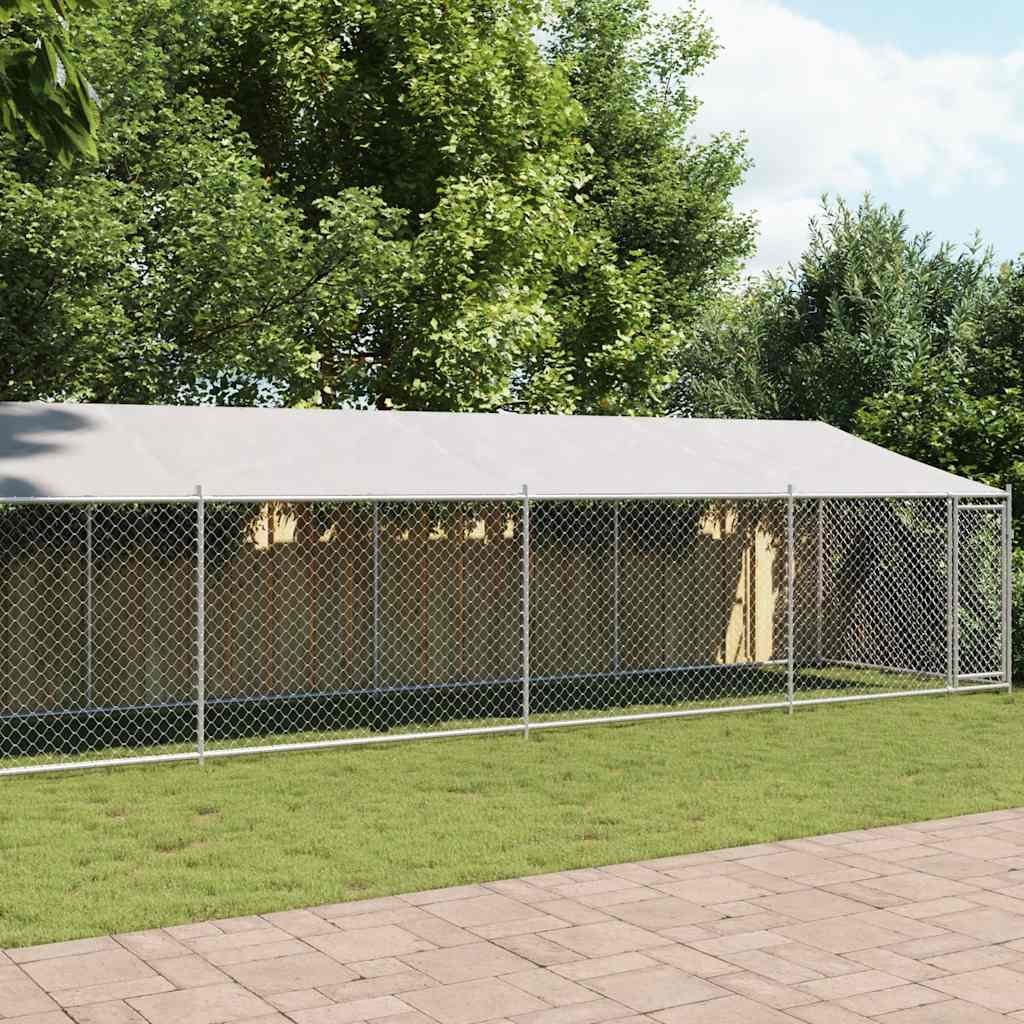 Vidaxl Dog Cage, With Roof and Door, Grey, 10X2X2 M, Steel