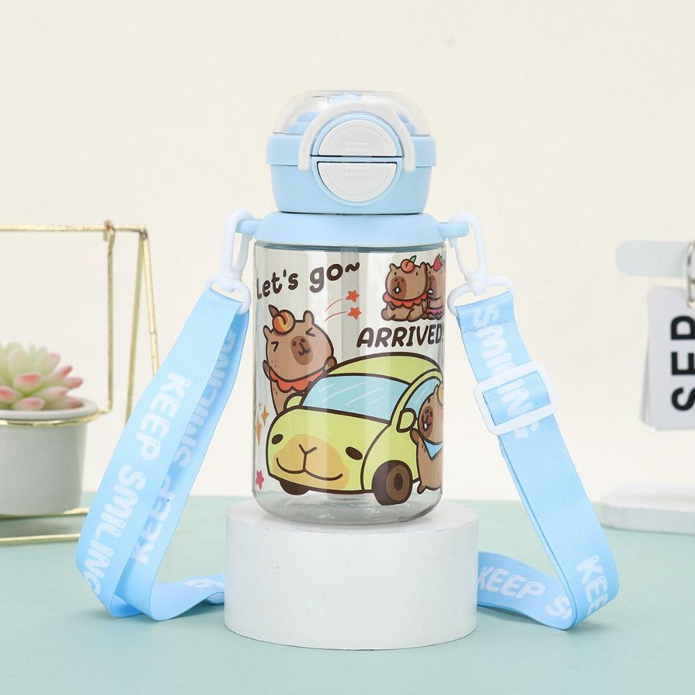 Cute Capybara Water Bottles 500ml Capybara Drinking Bottle Transparent Plastic Cup  Summer