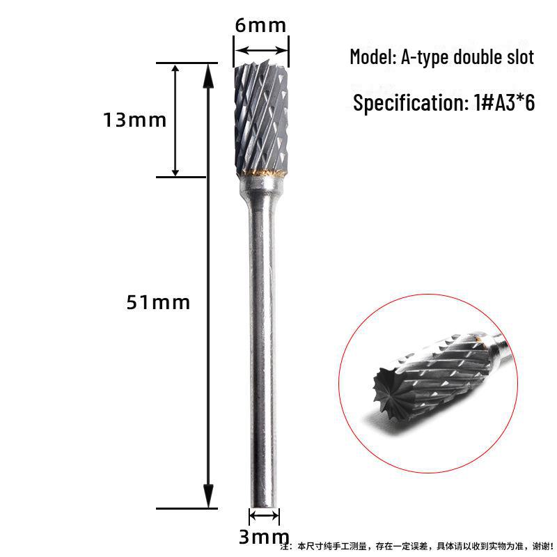 Tungsten Steel Grinding Head Carbide Rotary File for Metal Polishing, Wood Carving, Milling Cutter - 3x6mm