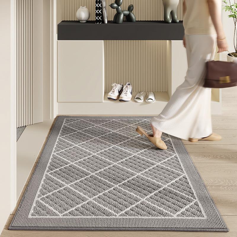 Einfache Polypropylen Eingangstürmatte Sandstaubentfernungsmatte Eingangsmatte Veranda Zuhause Abriebfest Rutschfest Teppich Fußmatte 81*122cm gray