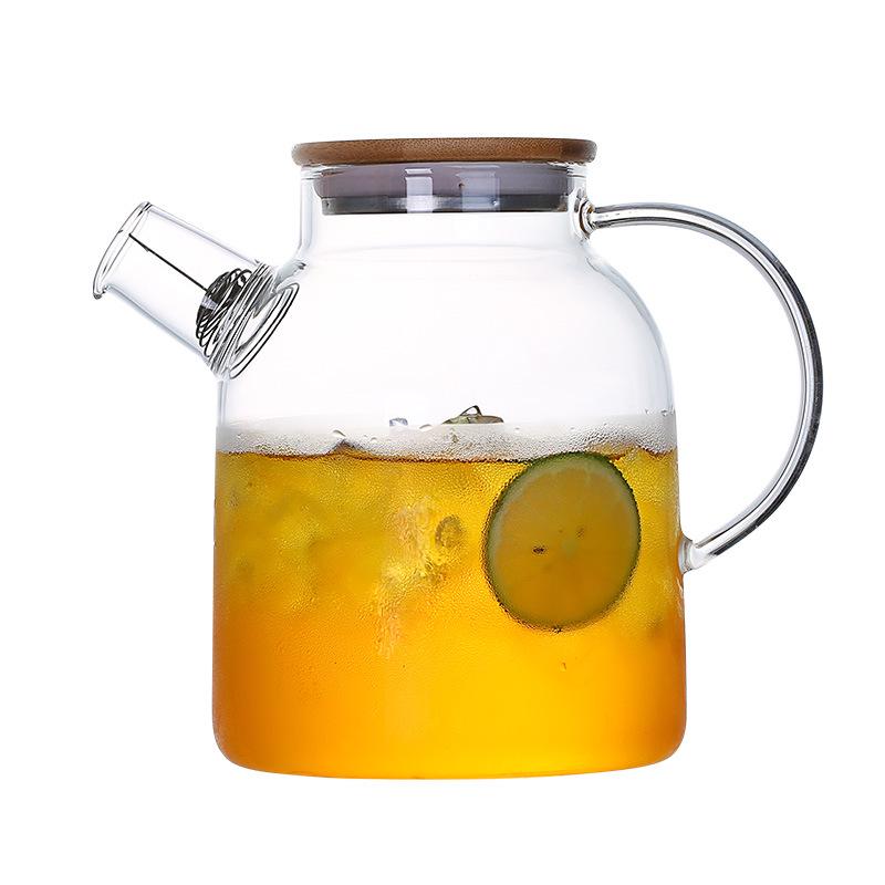 Borosilicate Glass Cold Water Pitcher with Filter and Bamboo Steel Lid