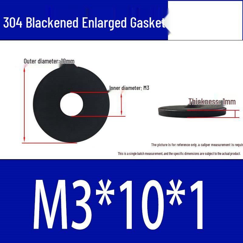Large Black 304 Stainless Steel Ultra-Thin Oversized Flat Washer, Zinc-Plated