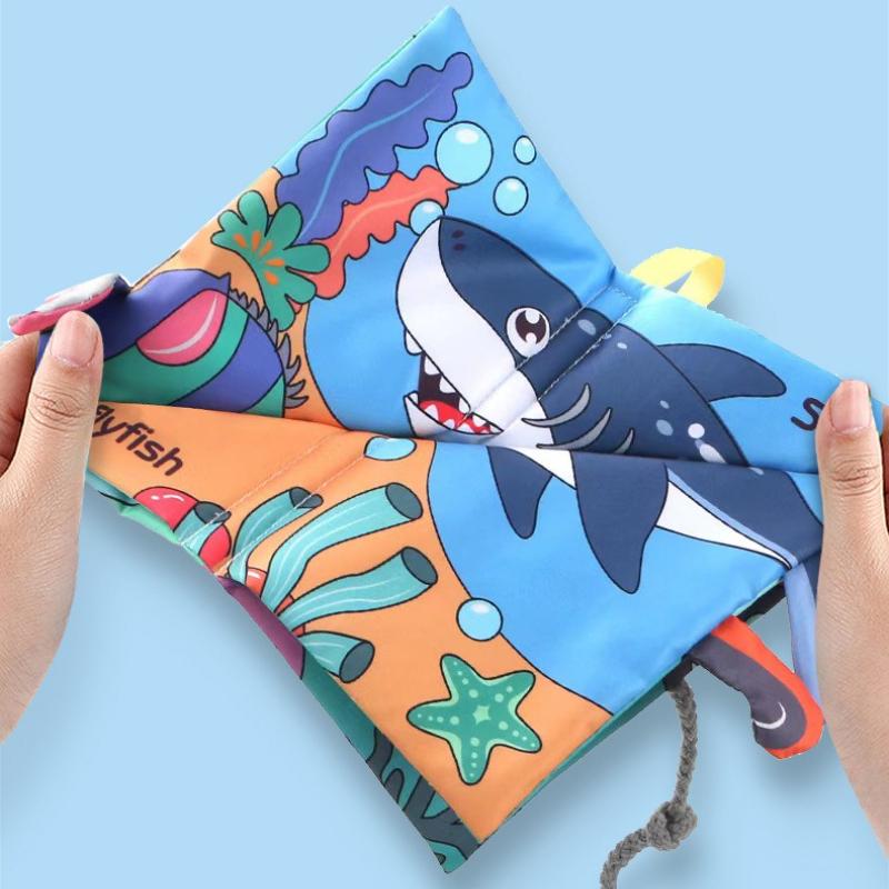 Non-Toxic 8 Page Tail Cloth Book Touch And Feel Infant Soft Books Cartoon Animal Development Interactive Early Education Toy For Baby Gift