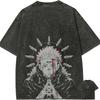 Jujutsu Kaisen Sukuna T-shirt Uomo Espansione del Dominio Vintage Lavaggio Acido Streetwear Oversize Retro Anime Giapponese Grafiche