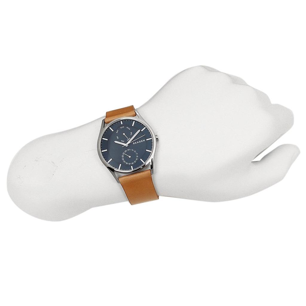 Skagen Men's Watch SKW6369 Navy Blue/Light Brown [Parallel Import]