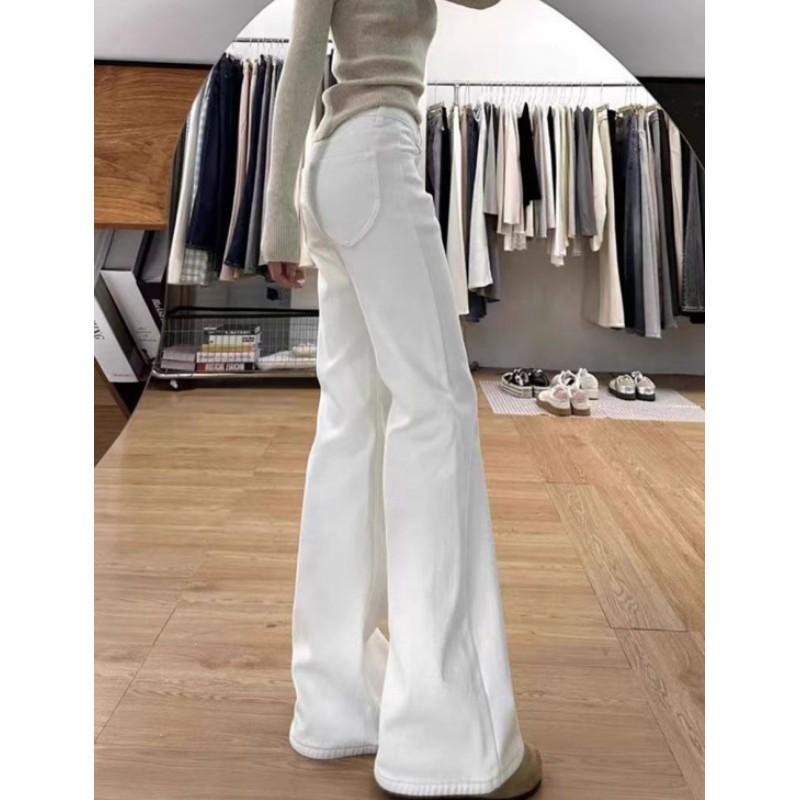 Jeans Donna Primavera/Autunno Bianchi Leggermente Svasati Vestibilità Petite, Pantaloni Larghi e Valorizzanti