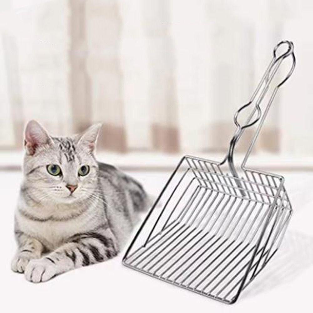 Metal Cat Litter Shovel Long Handle Kitten Litter Sand Shovel Waste Poop Cleaner  Home