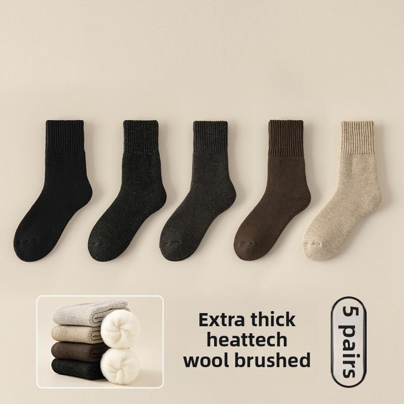 

5 пар мужских зимних супер толстых бархатных носков для защиты от холода, теплых, мягких, вощеных, с широкими ворсами, шерстяных, с кольцами 5 Pairs