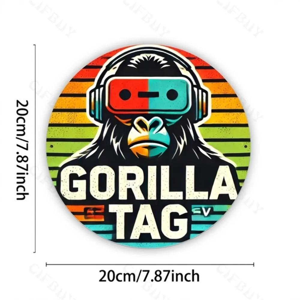 

Room Decor Gorilla Tag Theme - Aluminum Wall Art. Round Metal Sign, Ideal for Home, Office, Bar. Durable, Indoors or Outdoors. L белый