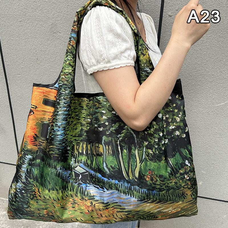 Bag Foldable Shopping Bag Reusable Grocery Storage Bag Nylon Portable Shoulder Handbag Travel Tote Bag