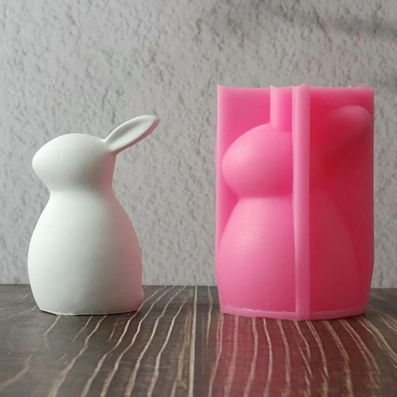 Long Ear Rabbits Animal Silicone Molds for Candle Soap Chocolate Candy Cement Gypsum Silicone Molds Easy to Demold