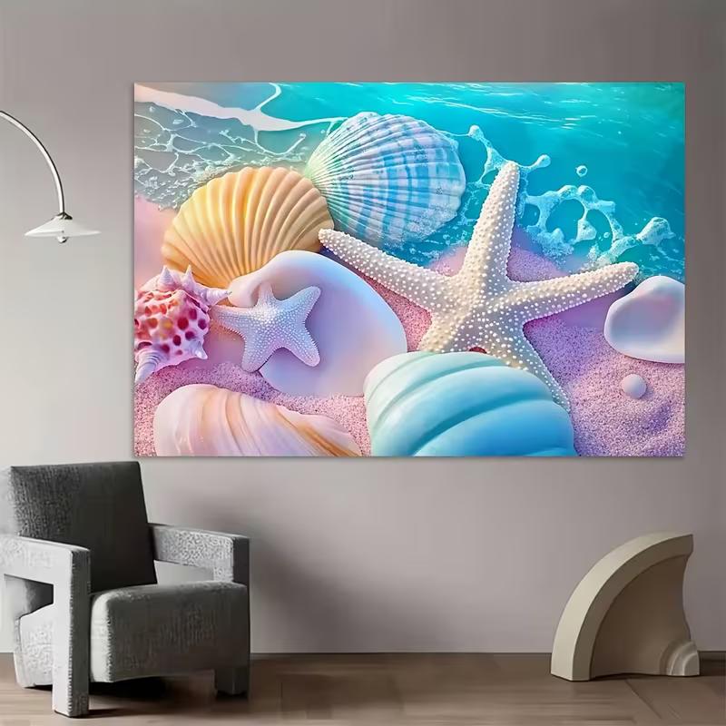 2D Printed Pastel Seashell Beach Studio Backdrop for Photography