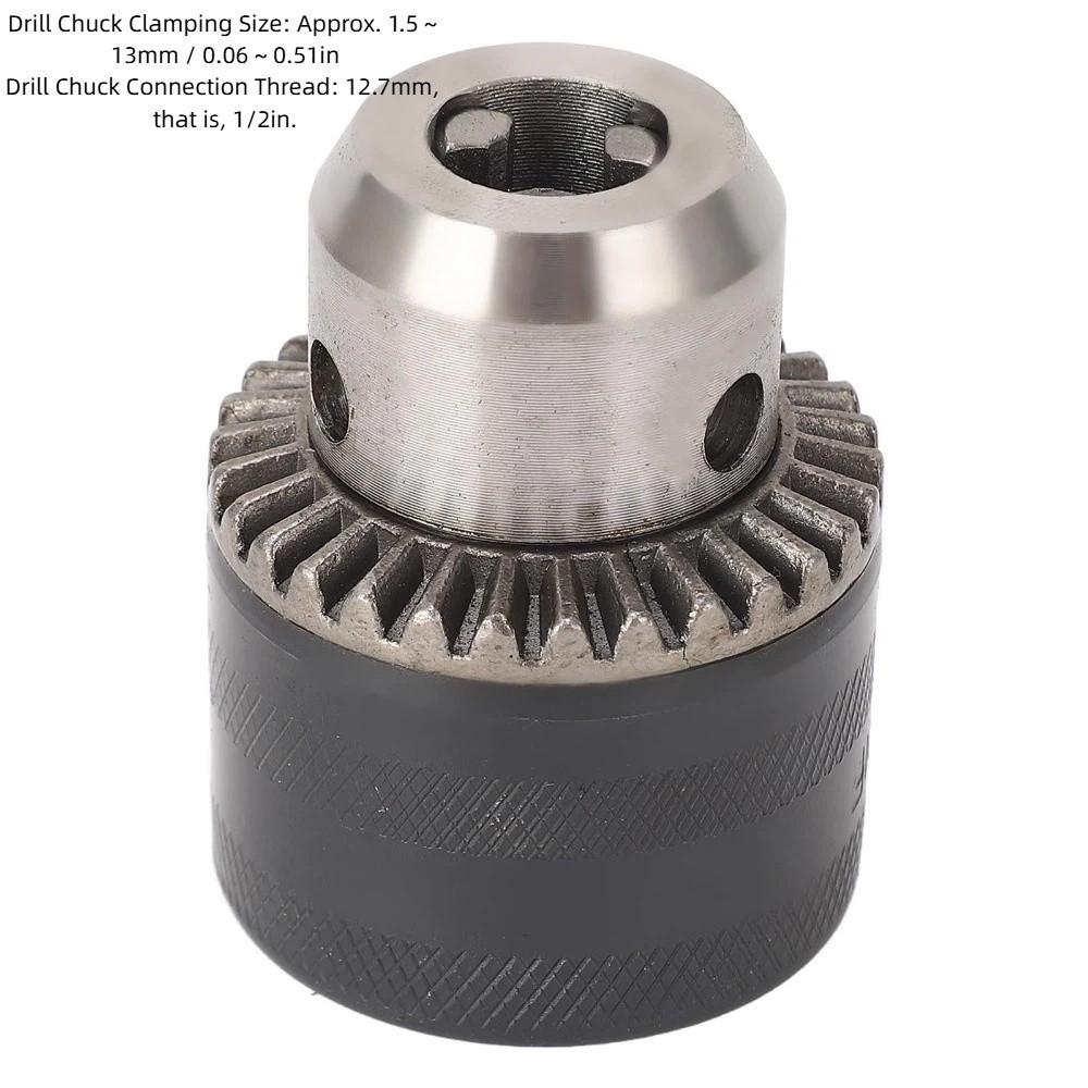 1/2-20UNF Thread Keyed Drill Chuck 1.5-13mm Capacity Three Jaw Drill Chuck  Fixing Drilling