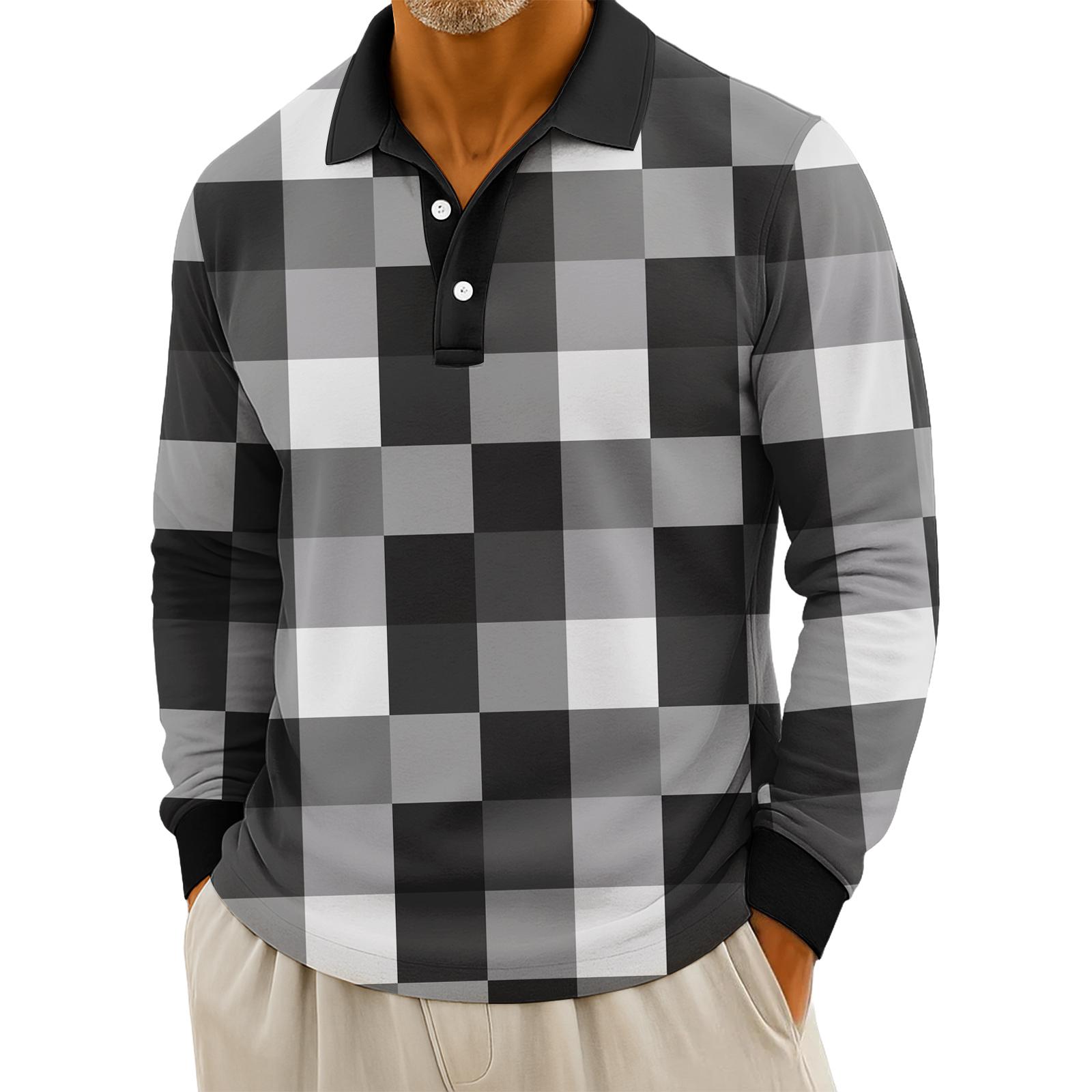 

Мужские повседневные топы с длинными рукавами на пуговицах с полосатым принтом M