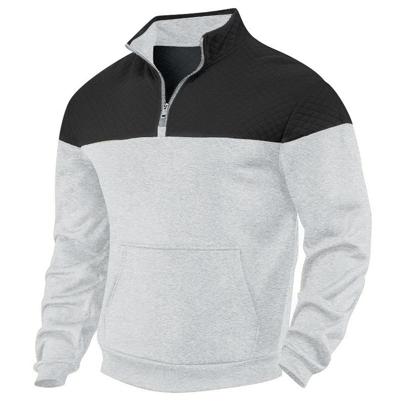 Lässiges Herren Sweatshirt mit Farbblockdesign, locker, übergroß, Stehkragen, Reißverschluss