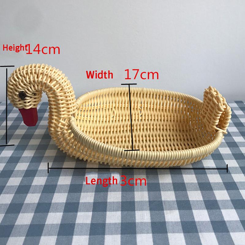 Rattan Woven Fruit Basket Cute Shape Fruit Bowls Tray Vegetable Snack Basket