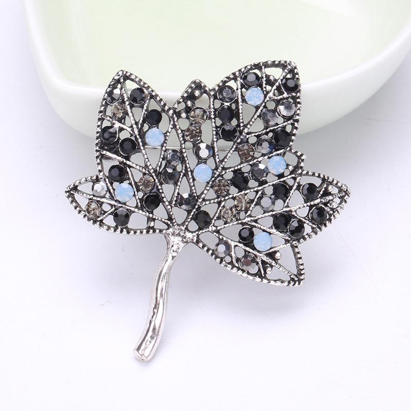 

Высококачественная изысканная ретро-брошь в виде листа со стразами, модная трендовая одежда, аксессуары, брошь-булавка