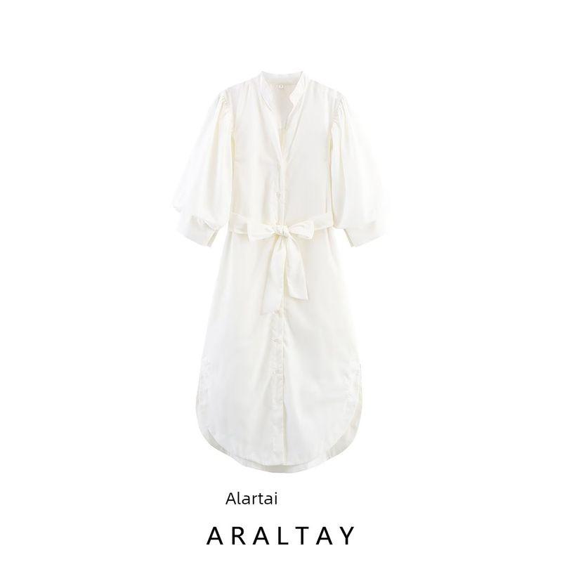 Araltay New Arrival Fashion Style Women's Clothing Fashion All-Match Minimalist Puff Sleeves Shirt Style Dress 8193325