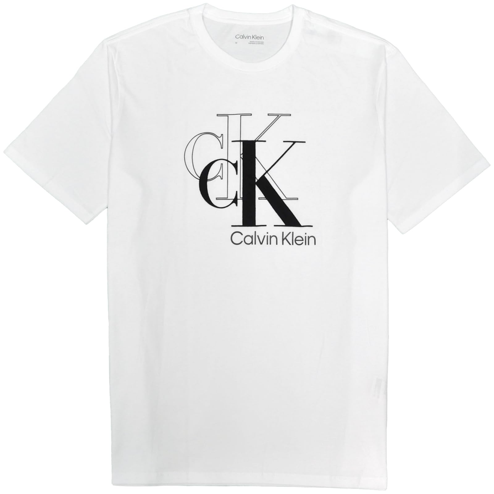 Calvin Klein Flock Print Size M [Calvin Klein] Men s Short-Sleeve T-Shirt, Logo, White, [Used]