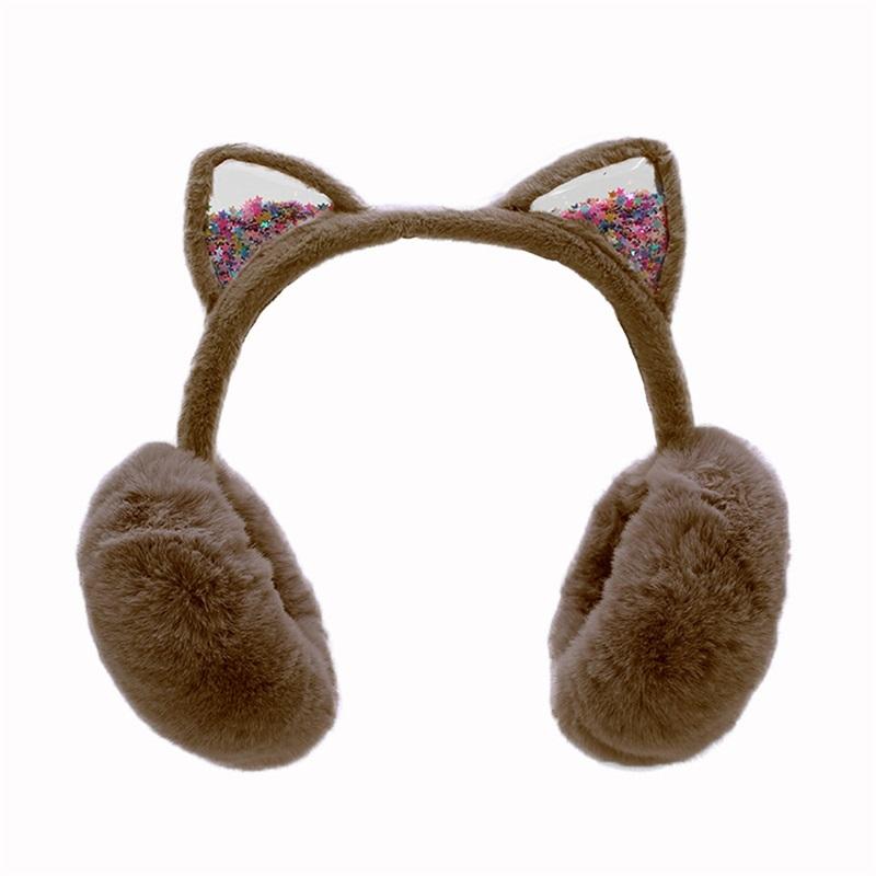 Suefunskry Winter Warm Earmuffs for Women Kids Girls Cute Cat Ear Muffs Foldable Fluffy Ear Warmers Headwear