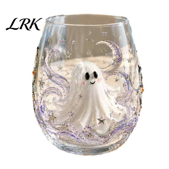 Graviertes saisonales Trinkgeschirr Halloween Glasbecher, Geprägter Kürbis Geist Katze Fledermaus Trinkglas, Herbst Tischdekorationen Gruselige Stiellose Getränke