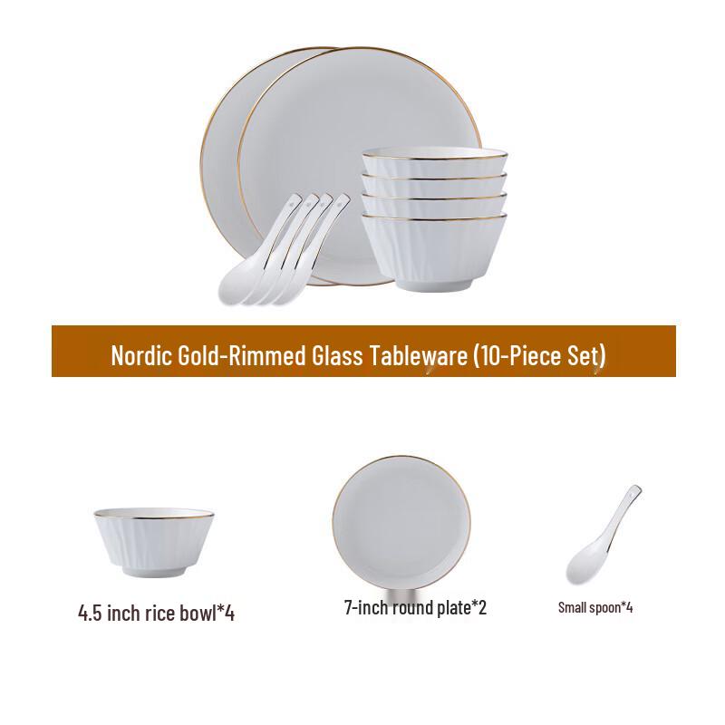 Nordic Gold-Rimmed Ceramic Dinnerware Set