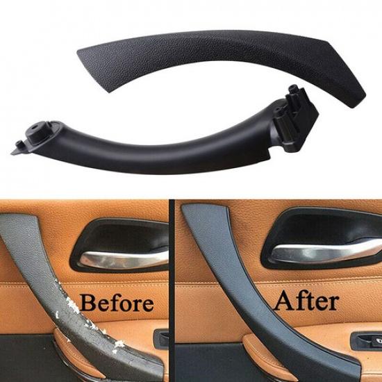 Driver Side Inner Outer Door Panel Handle Pull Trim Cover For BMW E90 328i Black
