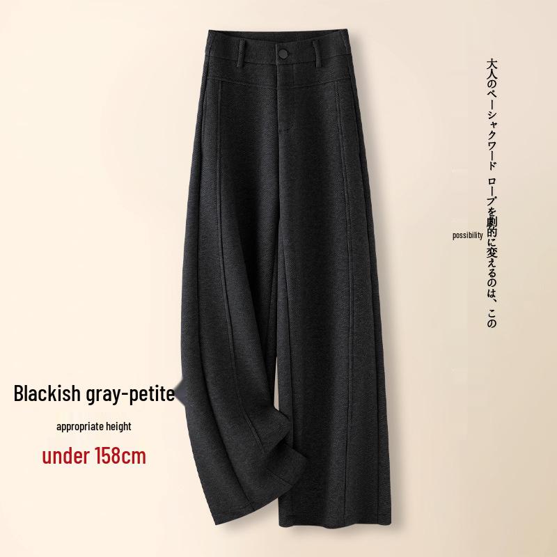 Women's Gray Cashmere Scimitar Wide-Leg Trousers – Fleece-Lined Wool for Autumn/Winter 2025