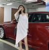 Inclined Shoulder Mid Length Dress Fashionable Summer Loose Korean Large Slip Dress Fashionable Women's Dress