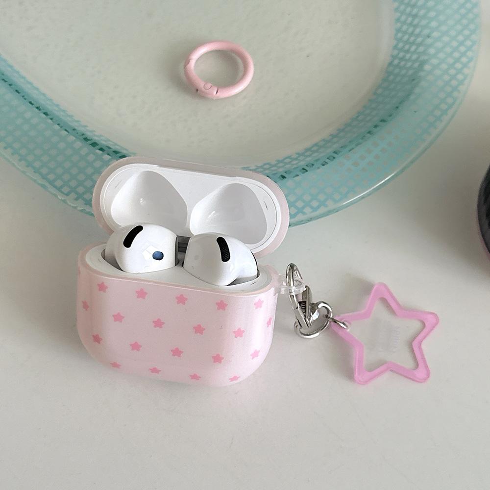 Cute Pink Star Soft Silicone Earphone Case For Apple AirPods 1 2 3 4 Pro Pro 2 Shockproof Protection Cover Coque With Pendant