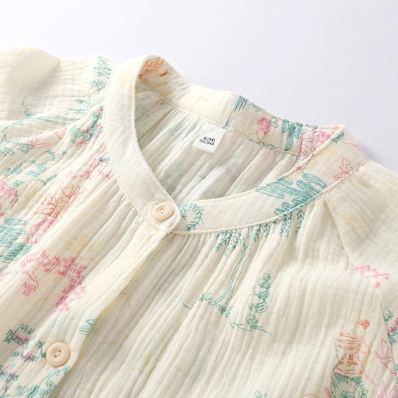 2026 New Women's Spring/Summer Pajama Set 100% Cotton Long Sleeve Long Pants Two Piece Set Large Home Clothes