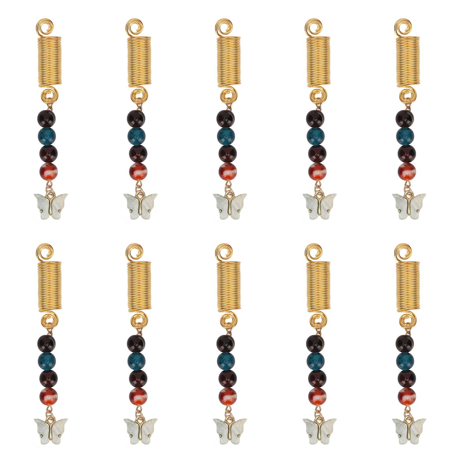 10pcs Hair Spring Dreadlock Pendants Alloy Butterfly Beads Vintage DIY Braids Hair Jewelry 3#