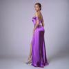 One-Shoulder Solid Color Evening Dress with Slit and Fishtail Skirt