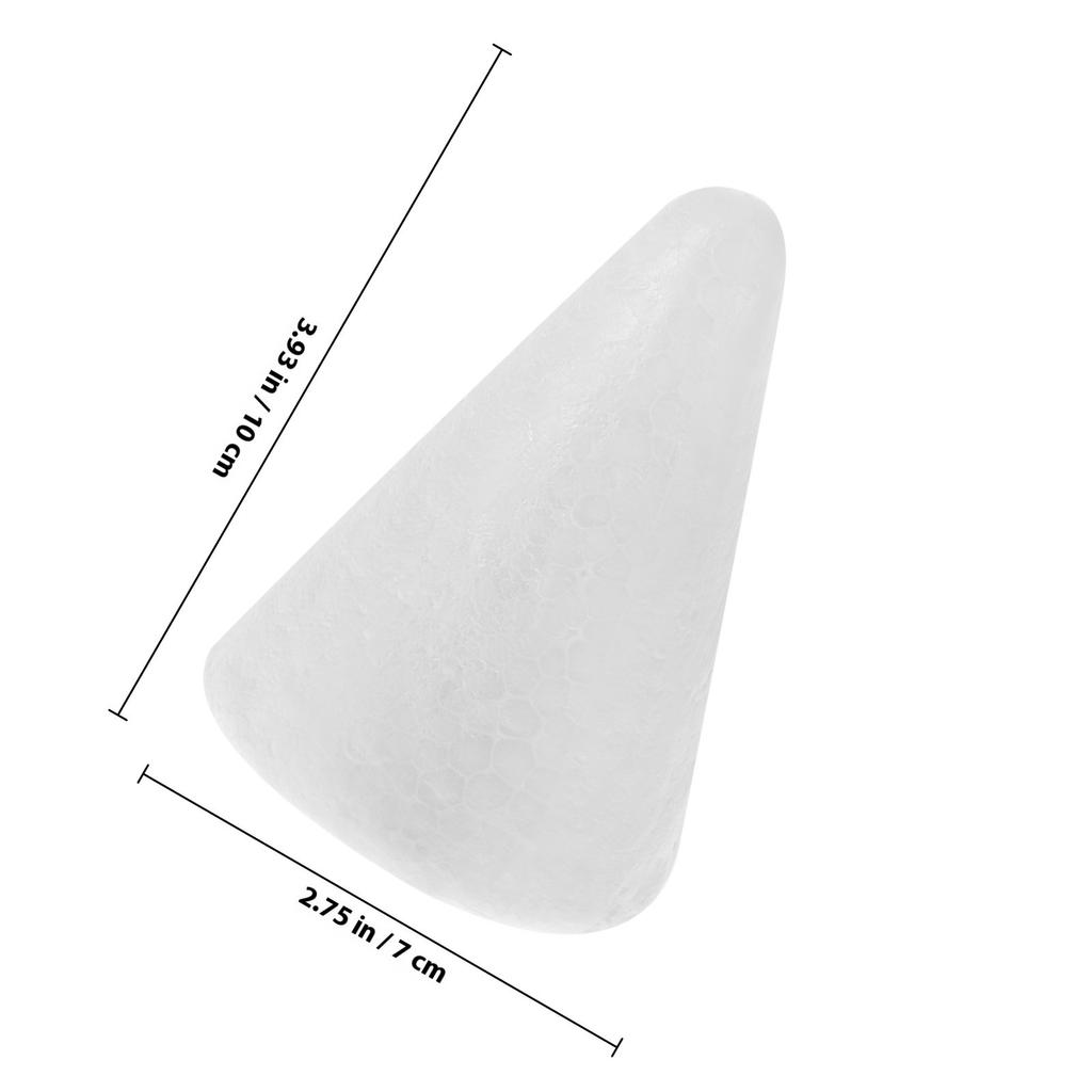 10Pcs White Craft Cones 10x7cm Foam DIY Centerpiece Decorations for Activities Home School Church Party Art Making Kit