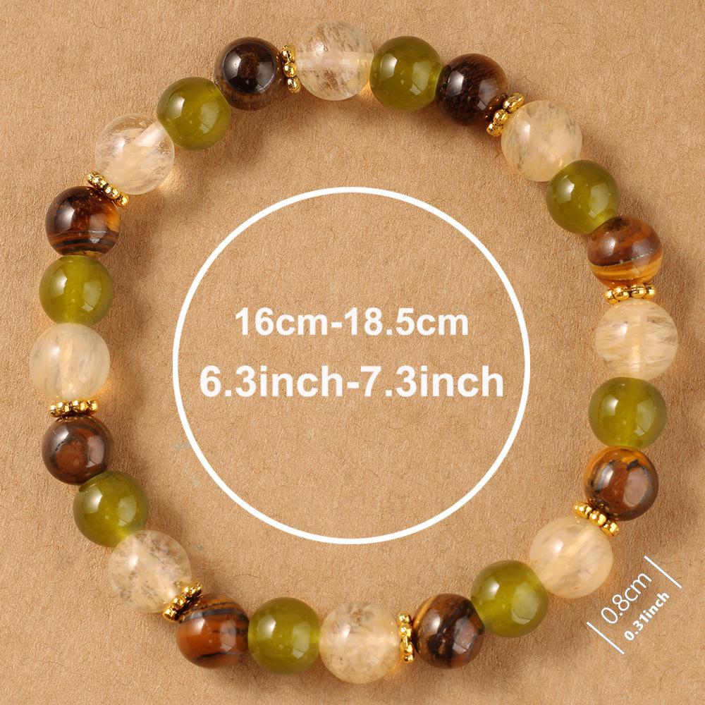 Festive Gifts Tiger Eye Green Aventurine Rutilated Quartz Beaded Bracelet Natural Fashion Jewelry For Men Women Daily Wear Gift
