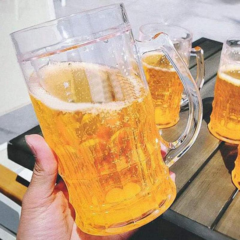 450ml Creative Beer Mugs Funny Double Wall Glass Coffee Cup Beverage Refrigerated Thickened Water Cup For Party Prank Toy