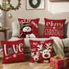 1pc/4pcs Christmas Red Pillowcases: Snowman, Merry Christmas, Love Bell, and Reindeer Designs! New Year Home Decoration