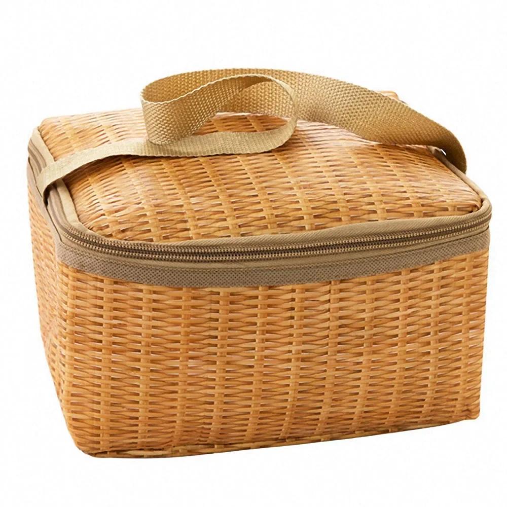 Tragbare Outdoor-Picknicktasche Wasserdichtes Geschirr Isoliert Thermokühlbox Lebensmittelbehälter Korb für Camping Picknick Picknickkorb