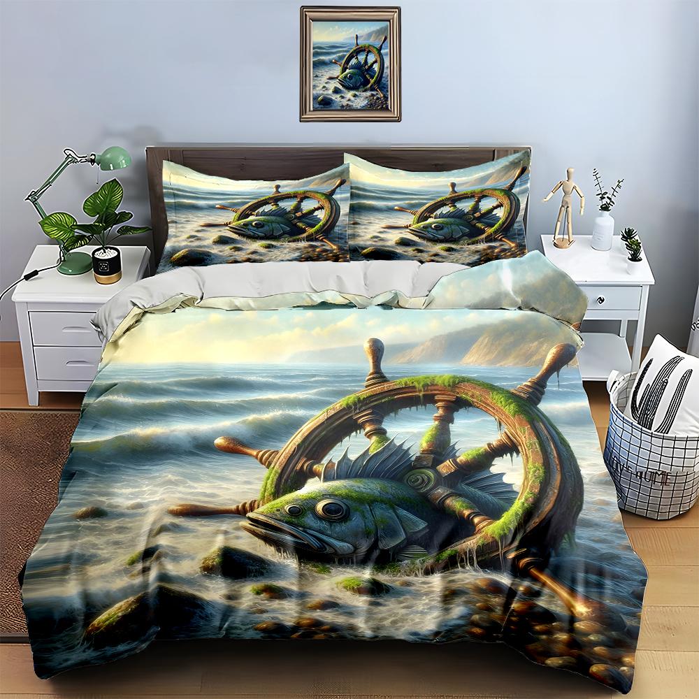Oceanic ship wheel. Bedding Duvet cover sets Duvet covers Pillowcases gifts (1 * Duvet Cover 2 * Pillowcases, without duvet insert)