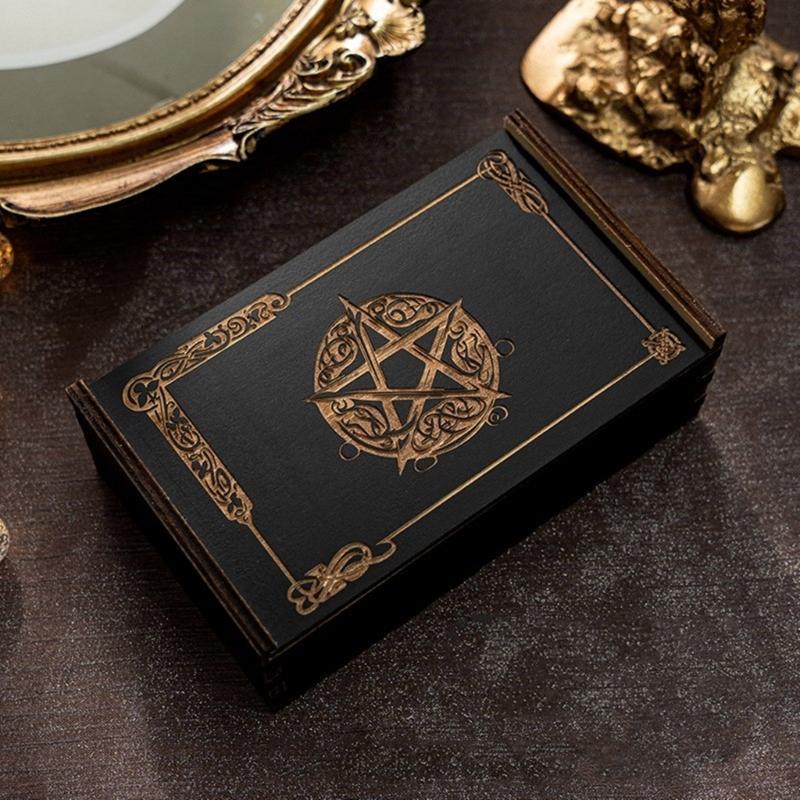 Push Pull Tarot Cards Storage Box Wood Tarot Card Storage Case Portable Card Container Astrologys Trinkets Box Enduring