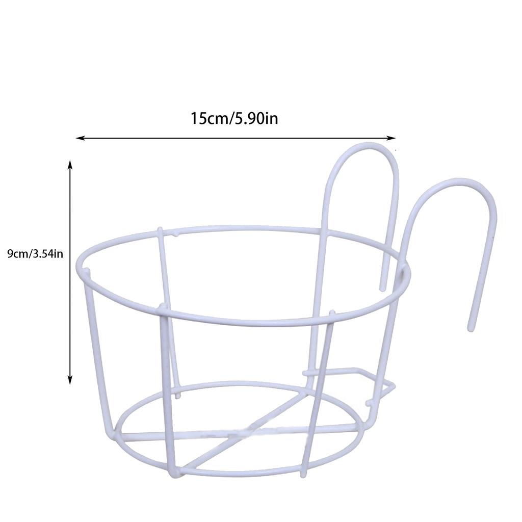 (1 Piece) (White Iron Frame 15cm) Round Balcony Railing Hanging Rack, Garden Iron Frame, Wall Mounted Flower Pot,